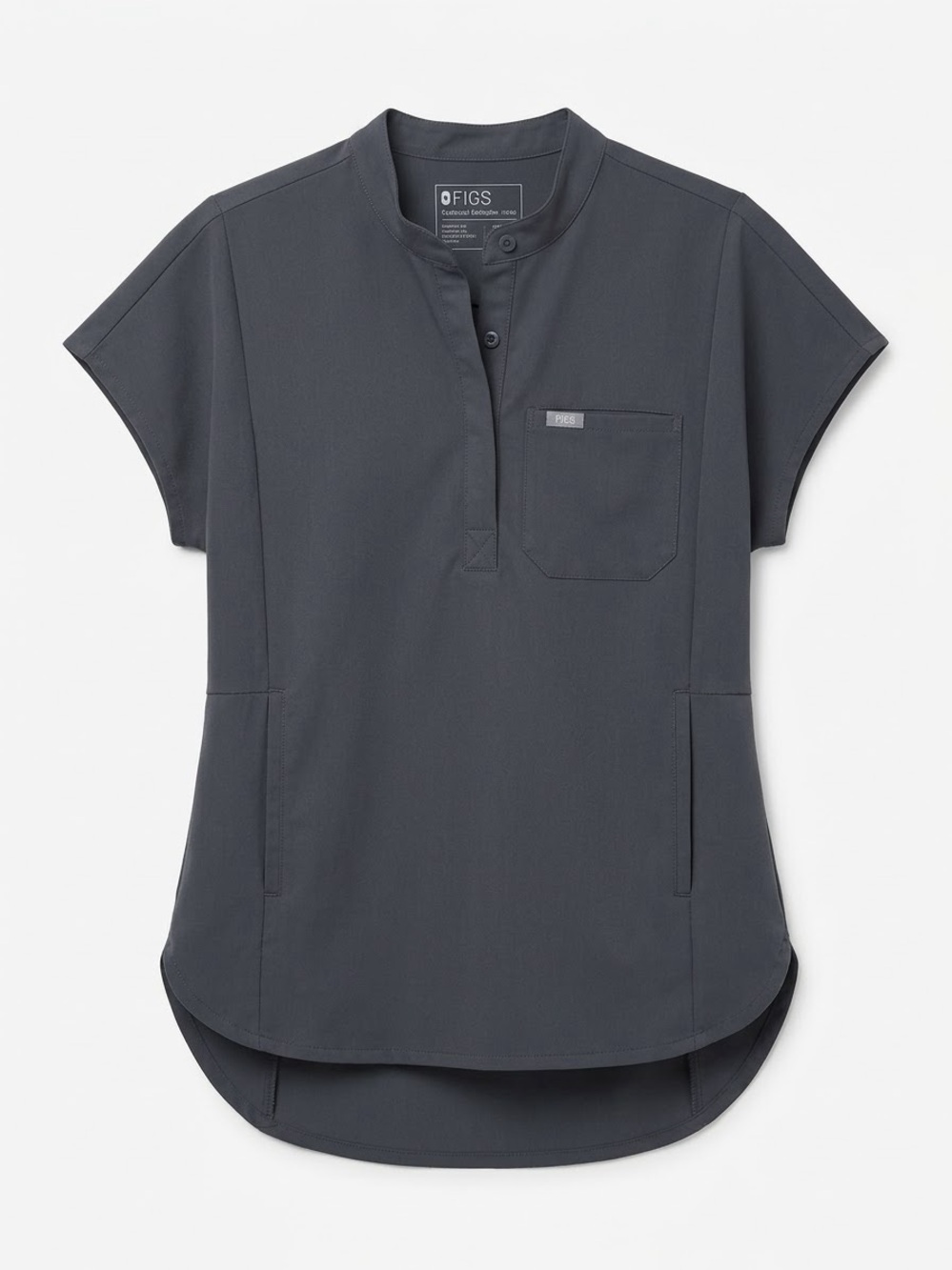 FIGS Charcoal Grey Short-Sleeve Technical Collection Scrub Top Size Small